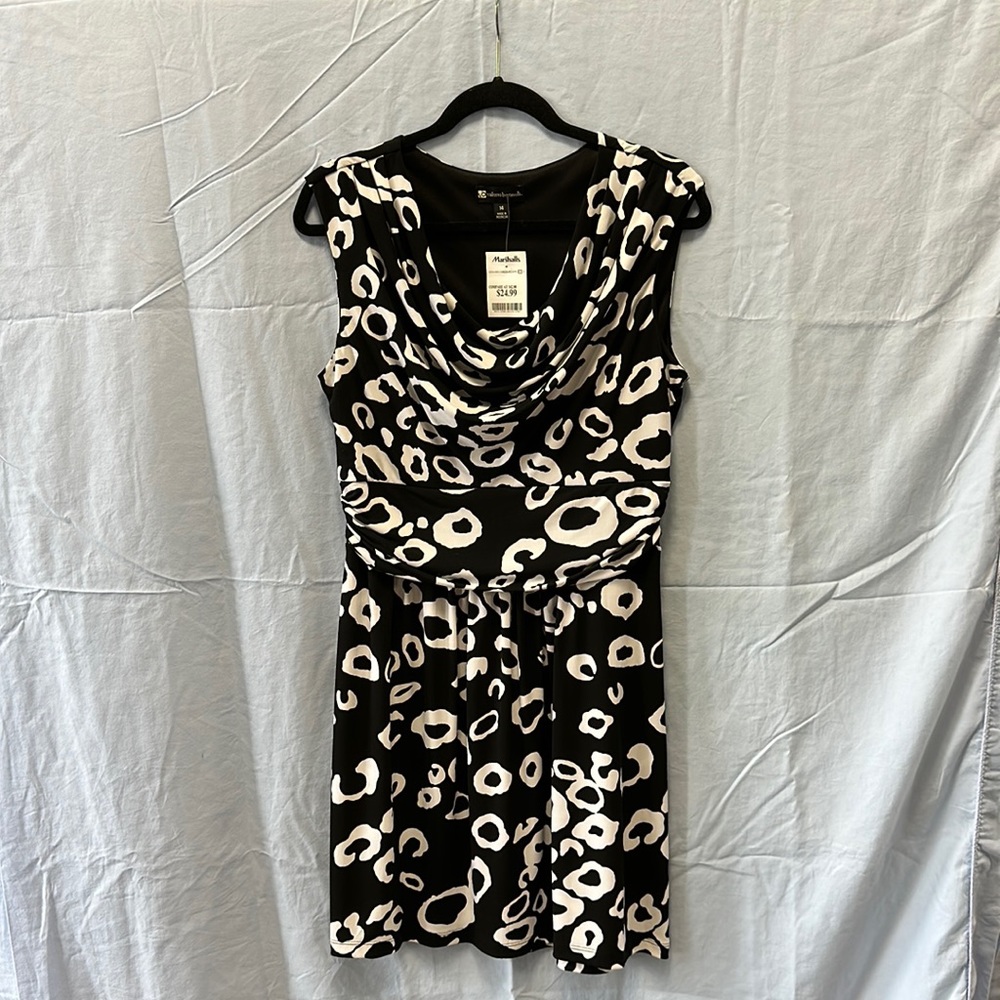 Valerie Berinelli black and white sleeveless dress, size 14, new with tags